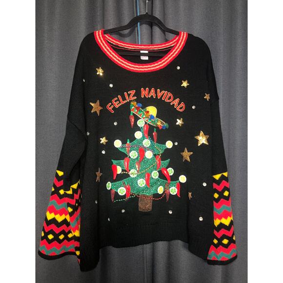Ugly Christmas Sweater Sweaters - Ugly Christmas Sweater Xmas Size 2XL Feliz Navidad